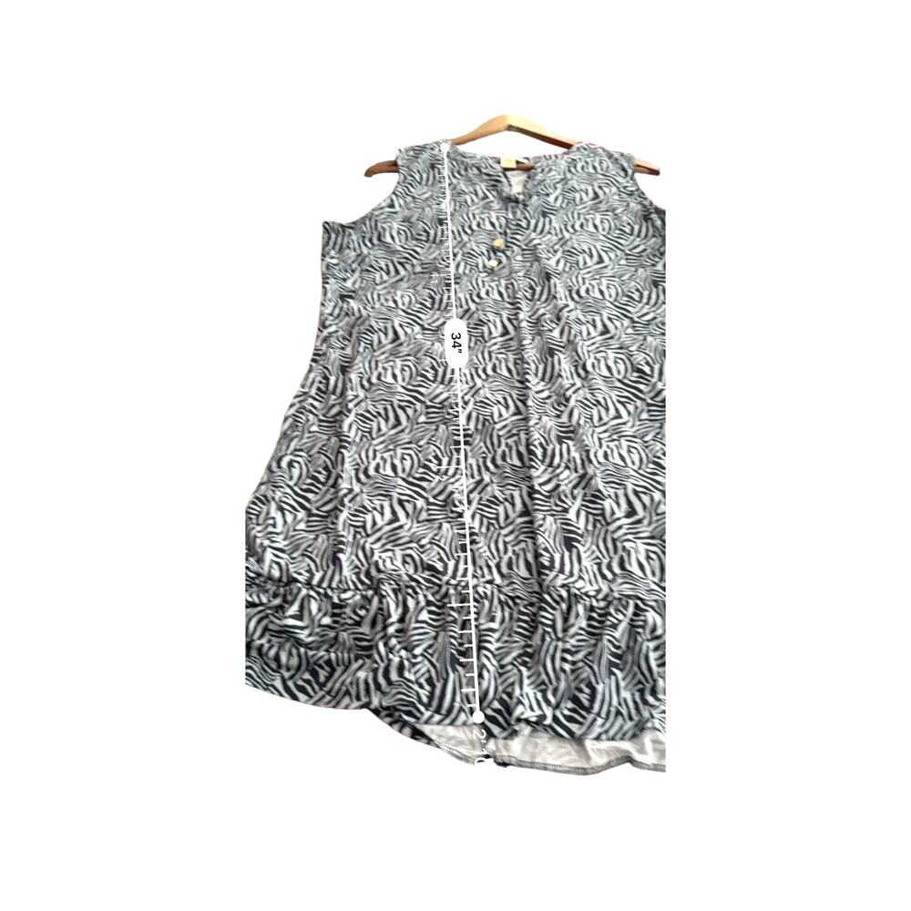 Michael Kors Zebra Print Tunic Dress XL Blue Black Safari Animal Core - Picture 6 of 7